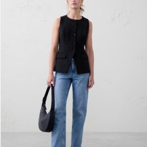 Banana Republic Factory Ponte Cutaway Vest, Size Large, Black